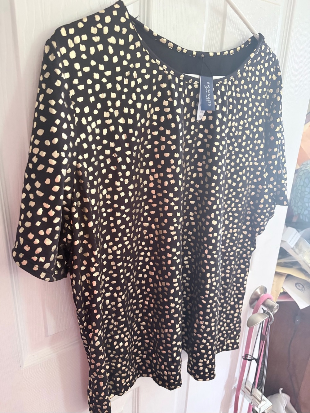 a new day Black Short-Sleeve Tee with Metallic Gold Spot Print